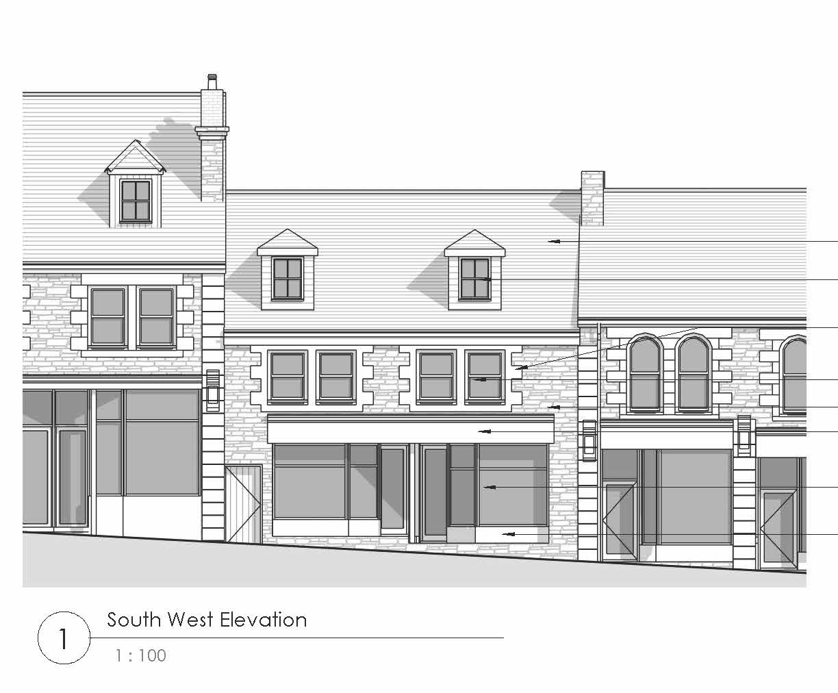 Lot: 166 - FREEHOLD COMMERCIAL BUILDING WITH PLANNING FOR RE-DEVELOPMENT - Proposed South Western Elevation